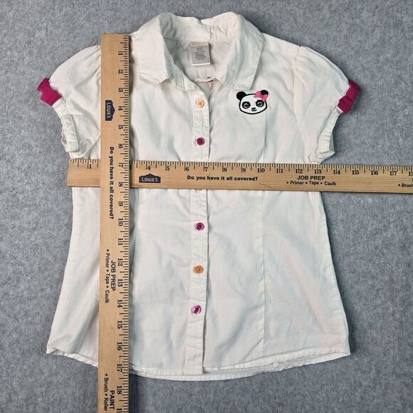 Gymboree Girls 2pc Outfit 7 Panda Button Up Top Floral Denim Jean Bermuda Shorts - Picture 4 of 16